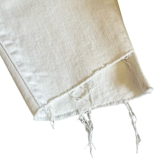 Mother The Looker Ankle Step Fray Jeans Cream Puffs NWT Size 33 High Rise Skinny - Picture 6 of 11